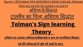 टॉलमैन का चिन्ह अधिगम सिद्धान्तSign theory of tolman [upl. by Siednarb]