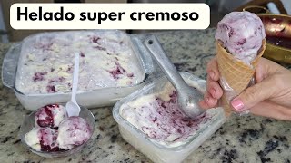 Helado Veteado de frutos rojos  Crema de Helado super cremosa casera [upl. by Riamu]