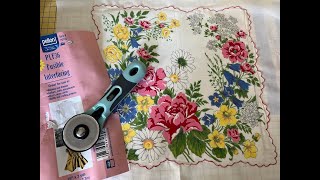 VINTAGE HANKIE CUSHION COVER  PT 1  Stabilizing [upl. by Tobey]