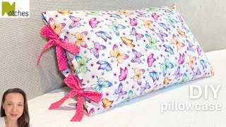 Pretty Pillowcase with Bow Ties and Inner Flap  Easy Room Decoration [upl. by Zurc955]