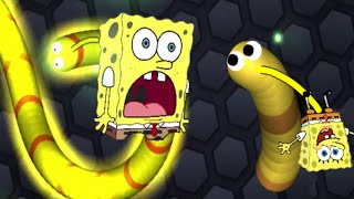 Slitherio  Huge Spongebob Trolling Snakes In Slitherio  New Hack Zonein Funny Skin [upl. by Ishii]