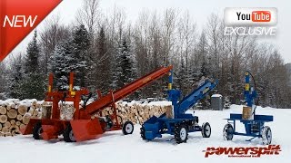 Wood Splitter Demonstration Overview on Powersplit full line of firewood splitters and conveyors [upl. by Rilda]