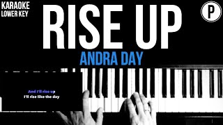 Andra Day  Rise Up Karaoke LOWER KEY Slowed Acoustic Piano Instrumental Cover Lyrics [upl. by Allisan]