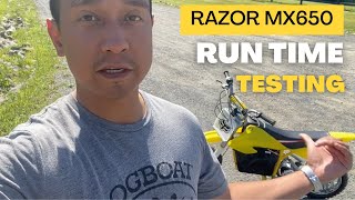 Razor MX650 Dirt Rocket Bike quot40Minutequot Run Time and Power Loss Testing [upl. by Eenttirb]