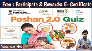 POSHAN 20 ABHIYAN Quiz Ministry of Education Government of India Participate amp Rewards Certificate [upl. by Ahtebat]