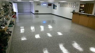 Concrete Resurfacing with Vinyl Chip Epoxy Garage Flooring System  Lake Ozark MO  Osage Beach MO [upl. by Namdor]