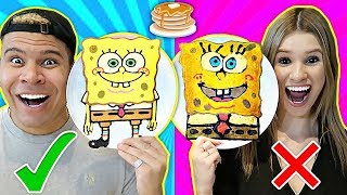 PANCAKE ART CHALLENGE Learn How To Make Spongebob Emoji DIY Pancake [upl. by Norling]