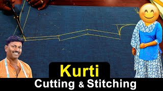 Kurti Cutting and Stitching Detailly Explained in Tamil  Tailoring in Tamil  Tailor Bro [upl. by Llesig]