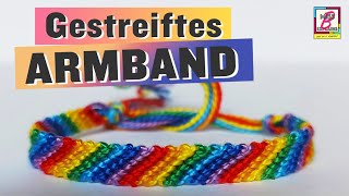 🌈 Regenbogenarmband  Freundschaftsband mit Streifen knüpfen [upl. by Cire]