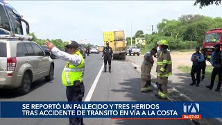 1 fallecido y 3 heridos fue el resultado de un accidente de tránsito en la Vía a la Costa [upl. by Mw]