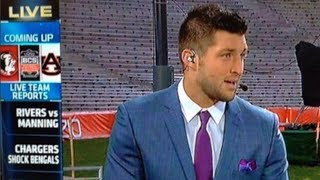 Tim Tebow on ESPN  Unbearable Broadcaster or Good Move [upl. by Berthe]