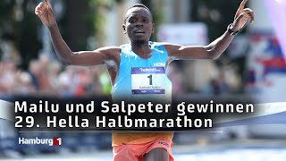 Über 11000 Teilnehmer Kenianer Mailu und Israelin Salpeter gewinnen 29 Hella Hamburg Halbmarathon [upl. by Nitsraek]