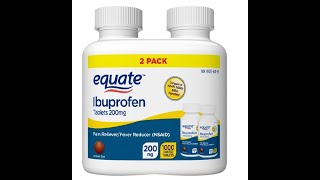 Equate Ibuprofen Tablets 200 mg Pain RelieverFever Reducer Twin Pack 1000 Count [upl. by Andreana]