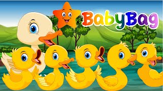 🦆 Five little ducks went swimming one day  Rhymes for babies  BabyBag Nursery Rhymes [upl. by Anailil]