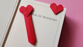 How to make origami heart bookmark  DIY heart shape paper bookmark instructions [upl. by Naoj]