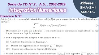 Exercices corrigés Série de TD N°2  Intégration  USMBAENSFès AU  20182019  Exercice 2 [upl. by Macdougall]