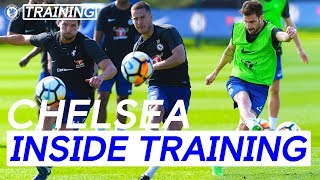 HazardFabregas amp Drinkwater Score Incredible Goals In Shooting Practice  Inside Training [upl. by Franzen]