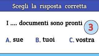 Italian quiz 289Italiano per stranierilevel A2gli aggettivi possessivi [upl. by Eisaj]