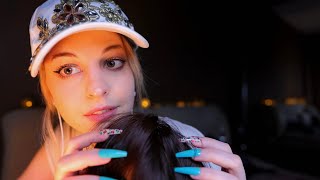 ASMR❤️Softly Whispered Head MassageCaressing w Long Nails Ear to Ear🧡🧡💤 [upl. by Nnylram]