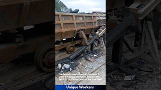 The process of unloading coal mine cart  The workers do their job perfectly  machine shorts [upl. by Mareah]