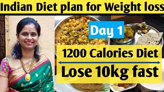 Indian diet plan for weight loss  Full day diet plan Weight loss diet plan 1200 calorie meal plan [upl. by Lenes241]