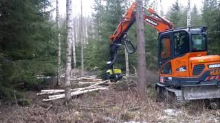 R3EX Excavator Harvesting Head with 6 ton Doosan DX62R [upl. by Hotchkiss919]