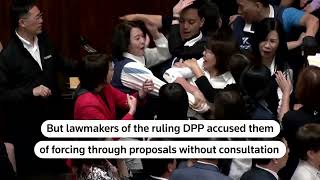 Taiwan lawmakers brawl over parliament reforms  REUTERS [upl. by Dirk]