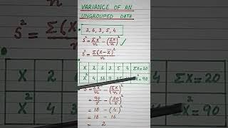 Variance of an ungrouped data  Basic Statistics  Maths done shorts youtubeshorts [upl. by Ejroj]