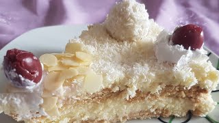 Rafaello Torte no bake 3min ohne backen einfachamptraumhaft lecker قاطو جوز الهند رافائيلو بدون فرن [upl. by Alleiram808]