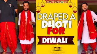 Diwali dhoti draping How to wear dhoti  diwali dhoti dhotistyle traditional trending [upl. by Brunell]