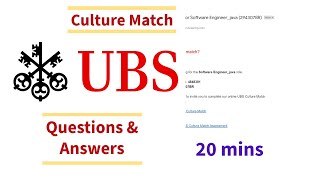 UBS Culture Match Answers 🥰  Live Assessment Software Engineer  Instant Exam Link  Exam Answers [upl. by Lederer]