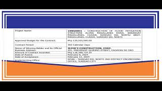 PostContract Award Disclosure for DPWH SDN 2ND DEO Surigao City  February 2024 [upl. by Lisk]