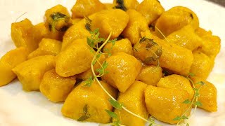 NHOQUE CASEIRO DE ABÓBORA CABOTIÁ GNOCCHI  FÁCIL E RÁPIDO  Cebola e Salsa [upl. by Nitsruk]