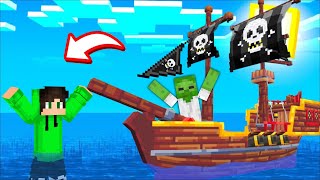 WHY ZOMBIE FAMILY BECOME PIRATE SHIP CAPTAIN In Minecraft  Survival Challenge [upl. by Pengelly]