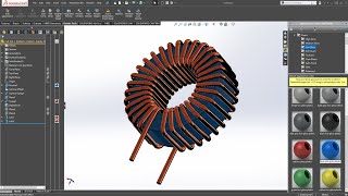 Solidworks Create 3D Model Coil Power Inductor Micrometals HF1301252 Core [upl. by Anyaj68]