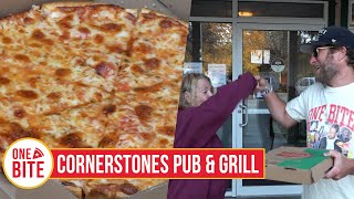 Barstool Pizza Review  Cornerstones Pub amp Grill Carver MA presented by Morgan amp Morgan [upl. by Enelyt]