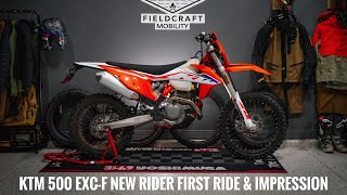 KTM 500 EXCF First Impression And Ride By A New Rider [upl. by Adnerak]