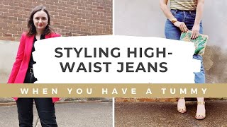 How To Wear High Waisted Jeans With A Tummy  3 WAYS [upl. by Assillim]