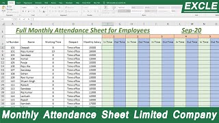 Monthly Attendance sheet for Limited Company employees Advance Formula [upl. by Veljkov552]