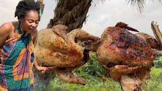 African Village Life  Smoking HUGE Chicken in the Wilderness  Ghana West Africa [upl. by York437]