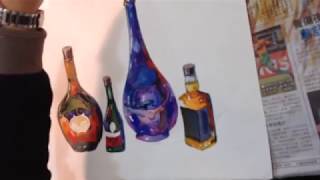 《水彩示範－玻璃酒瓶的畫法》【黃永暢網上課程】 How to draw watercolour －glass [upl. by Amled15]