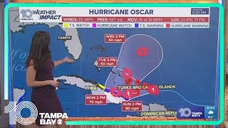 Oscar strengthens into Category 1 hurricane near the Bahamas [upl. by Immak]