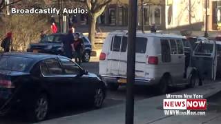 WATCH Fight Breaks Out Near Jamestown Social Services Office Reporter Assaulted During Scuffle [upl. by Gilus]