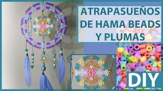 CAZASUEÑOS O ATRAPASUEÑOS DE HAMA BEADS PERLER BEADS O PYSSLA MANUALIDADES CON PLUMAS [upl. by Portia]