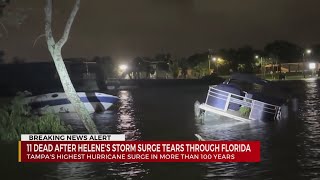 11 dead after Helenes storm surge tears through Florida [upl. by Klarika]