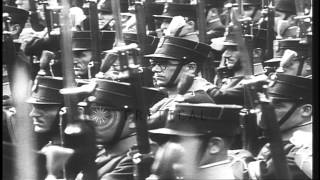 Greek Premier Ioannis Mataxas reviews troops including the detachments of the EvzHD Stock Footage [upl. by Marilee]