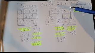 🍀💰Tennessee Cash 3  Tic Tac Toe  August [upl. by Aneelad]