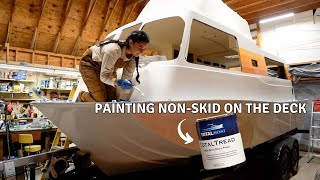 Painting NonSkid on boat deck with TotalBoat TotalTread — SeaCamper Renovation EPISODE 5 [upl. by Appel]