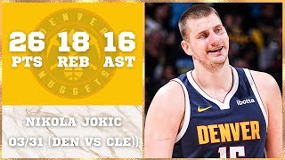 Nikola Jokic HALL OF FAME TripleDouble Performance with 26 PTS 18 REB 16 AST  Nuggets vs Cavaliers [upl. by Kylen885]