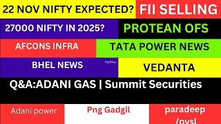 LATEST SHARE MARKET NEWS💥22 NOV💥NIFTY NEWS💥AFCONS SHARE NEWS BHEL NEWS ADANI GAS NEWS PART1amp2 [upl. by Anirbaz]